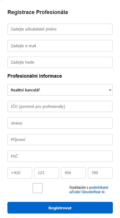 Registrace profesionála – realitní kancelář